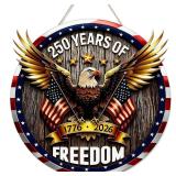 American 250th Anniversary Decoration 3D Double Layer Wooden Snow Eagle Wooden Door USA Freedom Wreath for Front Door Sign Wall Signs Decor Wreaths Sign Hanging for Home Wall Decor Outdoor Indoor Part