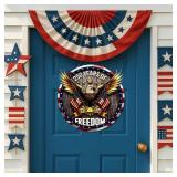American 250th Anniversary Decoration 3D Double Layer Wooden Snow Eagle Wooden Door USA Freedom Wreath for Front Door Sign Wall Signs Decor Wreaths Sign Hanging for Home Wall Decor Outdoor Indoor Part