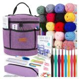 Katech Crochet Kit for Beginners, Beginner Crochet Kit for Adults-Crochet Kits Includes Crochet Hooks Knitting Bag Crochet Yarn for Crocheting Instruction Knitting Kit Crochet Supplies Gift - Retail: 