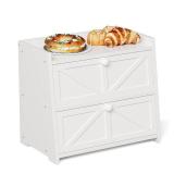 Trironsun Vintage Double Layer Bread Box for Kitchen Counter Bamboo Bread Storage Container Large Capacity Bread Storage Bin (White) - Retail: $50