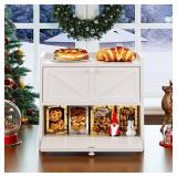 Trironsun Vintage Double Layer Bread Box for Kitchen Counter Bamboo Bread Storage Container Large Capacity Bread Storage Bin (White) - Retail: $50