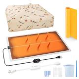 Resin Molds Heating Mat Kit 26PCS: Epoxy Resin Curing Machine for Resin Molds Shorten Curing Time, Crafts w/Resin Drying Pad Silicone Mat Cover Timer Resin Supplies for DIY Lovers - Retail: $24