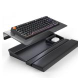 3 in 1 Keyboard Stand w/Wrist Rest and Storage Tray - Klearlook [Ultra Comfortable] PU Leather Wrist Pad & Acrylic Keyboard Riser, 16.9x7.3 inch Tilt Adjustable Computer Keyboard Stand Holder-Black - 