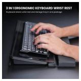 3 in 1 Keyboard Stand w/Wrist Rest and Storage Tray - Klearlook [Ultra Comfortable] PU Leather Wrist Pad & Acrylic Keyboard Riser, 16.9x7.3 inch Tilt Adjustable Computer Keyboard Stand Holder-Black - 