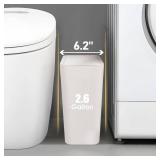 TIPGO Bathroom Trash Can with Lid, 10 Liter/ 2.6 Gallon Slim Garbage Can, Small Trash Bin Waste Basket with Pop-Up Lid for Kitchen, Bedroom, Living Room, Office (White) - Retail: $18