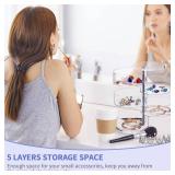 LETURE 5-Layers Rotatable Jewelry Storage Organizer Box for Earrings Hair Accessories & Beauty Supplies Earrings Necklaces Bracelets (5-Layers) - Retail: $10