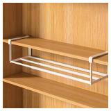 Obliqwin 1 Pack Expandable Shoe Rack - Under Cabinet Telescopic Shelf Adjustable 16" to 28" Hanging Shoe Rack Organizer for Shoe or Clothing Storageï¼Dorm Room Organization Space Saving, White - R
