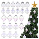 Knitgrip 24 Pcs Christmas Iridescent Ornaments Balls Clear Plastic Bubbles Hanging Filled Ornaments Hanging Shatterproof Rainbow Ball Set DIY Craft for Christmas Tree Birthday Wedding Party Decor - Re