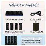 DTianSir 4 in 1 Wii Remote Charger,Charging Station with 4 Pack 2800mAh Rechargeable Battery,Plugs,USB Cable for Wii/Wii U Remote Controller (Black) - Retail: $19