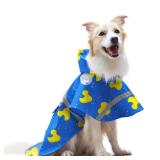 DELIFUR Large Dog Raincoat- Waterproof Dog Rain Poncho Adjustable Double Layer Rain Jacket with Hood for Medium Large Dogs Designed with Leash Hole Reflective Strip and Ducks (Blue Duck, XX-Large) - R