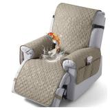 VANSOFY 100% Waterproof Recliner Chair Cover, Recliner Cover with Non-Slip Granule, Washable Reclining Chair with Pocket Furniture Protector for Kids, Pets(Khaki, 30") - Retail: $38