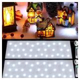 Zhengmy 2 Pcs Christmas Snow Blanket with LED Lighted Remote Timer Xmas Table Runner Light Up Fake Snow Artificial Winter Blankets for Christmas Village Holiday Decorations(White,59 x 16 Inch)