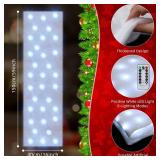 Zhengmy 2 Pcs Christmas Snow Blanket with LED Lighted Remote Timer Xmas Table Runner Light Up Fake Snow Artificial Winter Blankets for Christmas Village Holiday Decorations(White,59 x 16 Inch)