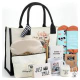 Leinuosen 12 Pcs Photography Gift Set for Women Trapezoid Grocery Canvas Tote Bag with Handle Makeup Bag Mug Scented Candle Novelty Socks for Photographer Appreciation Birthday Party Favors - Retail: 