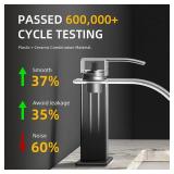 Ryuwanku Bathroom Faucet Matte Black Modern Waterfall Bathroom Sink Faucet with Single Handle Suitable for 1 or 3 Holes,Supply Deck Plate and Hose - Retail: $29