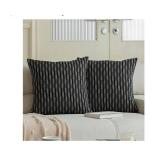 Kevin Textile Black Square Pillow Covers 20 x 20 Boho Woven Texture Farmhouse Linen Pillow Covers for Sofa Couch Living Room Bedroom Farmhouse Decor for The Home Housewarming Gifts