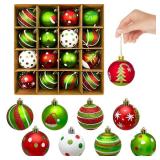 16 Pcs Christmas Balls Tree Ornaments Decoration Indoor Red Green Glittering Hanging Bulbs Pendants for Xmas Party Birthday Holiday Wedding Home Decor 2.4 Inch - Retail: $16