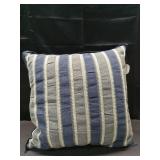 20\"X20\" Vertical Stripe Pillow Navy Green and Cream -Threshold designed with Studio McGee