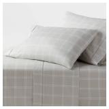 Queen 400 Thread Count Performance Sheet Set Gray Plaid - Threshold - Retail: $55