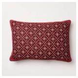 14\"x20\" Velvet with Snowflake Pillow Burgundy- Threshold designed with Studio McGee - Retail: $30