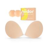Niidor Adhesive Bra Strapless Sticky Invisible Push up Silicone Bra for Backless Dress with Nipple Covers Nude(B Cup)