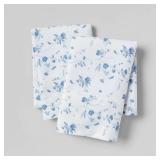 King Printed Performance 400 Thread Count Pillowcase Set White/Blue Floral - Threshold Cotton Sateen, OEKO-TEX Certified, Set of 2 - Retail: $29