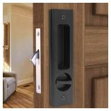 CCJH Sliding Barn Door Locks Invisible Door Handle Locks with Keys for Wood Pocket Door Hardware(Black)