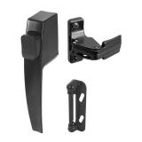 Prime-Line K 5007 Screen and Storm Door Push Button Latch Set With Night Lock, Fits Doors 5/8 1-1/4 In. Thick, Black Finish (Single Pack)
