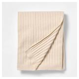 50\"x60\" Casual Mixed Rib Throw Blanket Beige - Threshold designed with Studio McGee - Retail: $30