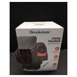 Brookstone Heated Solid Ribbed Plush Throw Raisin - Retail: $35