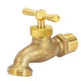 Eastman Irrigation Hose Bibb, 1/2 Inch MIP x 1/2 Inch MHT Outdoor Spigot, Brass Garden Valve, 20181