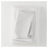 Queen Washed Supima Percale Solid Sheet Set White - Casaluna: 250 Thread Count, OEKO-TEX Certified, 4-Piece Set - Retail: $95
