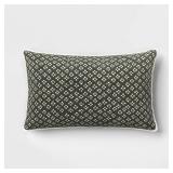 Lumbar Block Print Pillow Green - Threshold