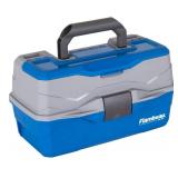 Flambeau Outdoors 6382TB 2-Tray Tackle Box - Classic Fishing Lure Storage Organizer, Medium Portable Tackle Box, 15 Tray Compartments, Blue/Gray