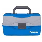 Flambeau Outdoors 6382TB 2-Tray Tackle Box - Classic Fishing Lure Storage Organizer, Medium Portable Tackle Box, 15 Tray Compartments, Blue/Gray