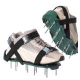 Lawn and Garden Aerator Spike Shoe with 3 Metal Buckle Straps, Green Spiked Sandal (NO SPIKES) - Retail: $34
