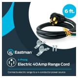 Eastman 6 Feet Electric Range Cord, 40 Amps 4-Prong Wire, 61273