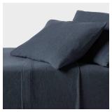 Full Cotton Jersey Sheet Set Heather Blue - Threshold: 4-Piece, Non-Woven Fabric, OEKO-TEX Certified - Retail: $40