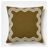 24\"x24\" Jacquard Knit Pillow with Scallop Pattern Dark Olive - Threshold designed with Studio McGee