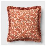 Square Pumpkin Pillow with Printed Reverse and Ruffle Trim - Threshold