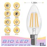 GvvooHome Candelabra Light Bulbs, 6W Equivalent to 60 watt, E12 LED Bulb Non-Dimmable 2700K Soft White, LED Chandelier Bulb, B10 Candle Bulbs, 90+CRI, 600LM, Cear Glass, 6 Pack - Retail: $14
