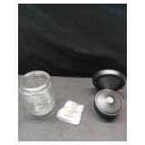 Design House Jelly Jar Wall Light, Indoor/Outdoor, Clear Ribbed Glass, Dimmable, Matte Black, Wall Mount Sconce Fixture, 4.5 in W x 7.5 in H x 5.25 in D, 502195