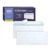 Columbian #10 Security Envelopes, 100 Pack, Self Seal Envelopes for Home, School, and Business Mailings, No Window, 4-1/8 x 9-1/2 Inches, Durable 24 lb White Paper