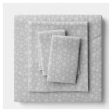 Queen Christmas Flannel Sheet Set Gray Snowflake - Wondershop - Retail: $35