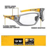 DEWALT DPG112-1D Miter Premium Vented No-Slip Safety Glasses Clear Lens Vented Frame & Lenses Rubber Temples & Nosepiece 1 Pair