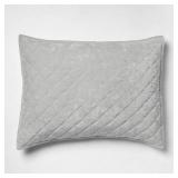 Standard Luxe Diamond Stitch Velvet Quilt Sham Light Gray - Threshold: OEKO-TEX Certified, Polyester, Machine Washable