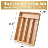 Besilord Silverware Organizer Kitchen Drawer Organizer Utensil Organizer Bamboo Silverware Holder Cutlery Organizer in Drawer Flatware Organizer Tray 5 slots, Natural