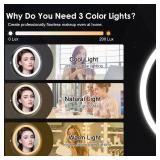 Lighted Makeup Mirror, 3000 mAh Rechargeable Double Sided Magnifying Vanity Mirror with 3 Colors, 1x/10x, 360° Rotation , Brightness Adjustable Magnification Cosmetic Light up Mirror, Women Gift