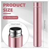 Vesici 1 Pack Slim Water Bottle 8.8 oz Small Stainless Steel Purse Compact Insulated Water Bottles Camping Travel Backpack Pocket Flask for Car Cold Coffee Tea (Rose Gold)