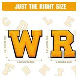 Waydress 26 Pcs Preppy Chenille Letter Iron on Letters Patches 4.5 Inch Self Adhesive, Sew on Chenille A-Z Alphabet Letter Patches for Clothing DIY Supplies(Saffron Yellow Style)